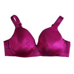 Cacique Lightly Lined Plunge T Shirt Bra Pink Purple 44D Seamless Wide Strap